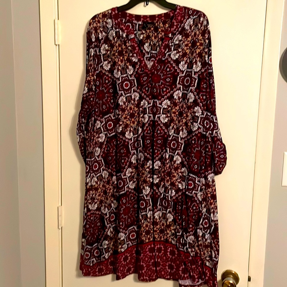 Burgundy Kaleidoscope Print Casual Dress size 3x
